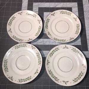 Gibson Trim Holly Red Berries Teacup Saucers Set of 4